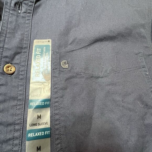 Carhartt Shirt Medium Blue Button Down Long Sleeve Work Casual 100085 Cotton - Picture 5 of 8